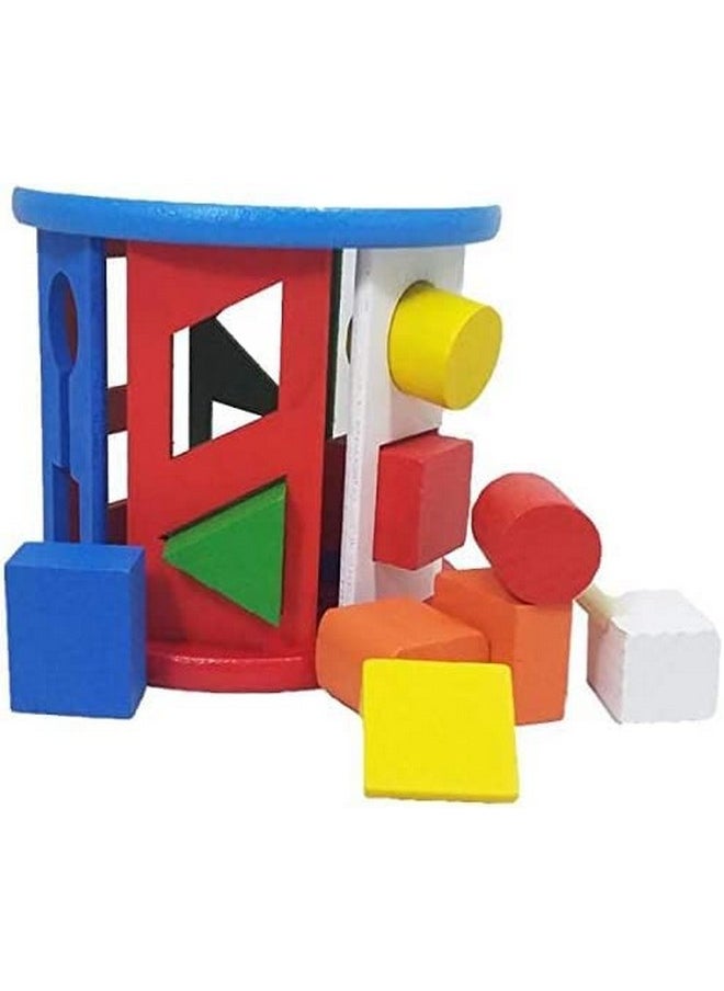 PLUSPOINT Wooden Shape Sorting Toy Wheel Matching Shape Toy Color Recognition and Hand-Eye Coordination Training Early Educational pre School Toys for Kids (Shapes Wheel)