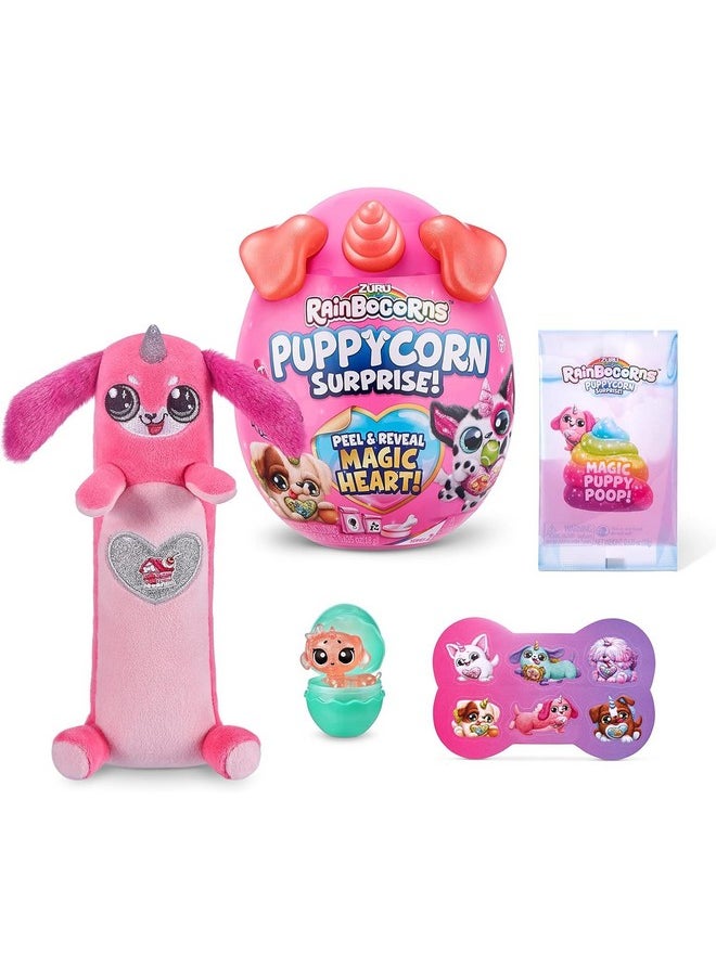 Rainbocorns Sparkle Heart Surprise, Puppycorn Series 2, Puppycorn Surprise, Squeaky Jay The Sausage Dog - Collectible Plush - 7 Layers of Surprises, Peel and Reveal Heart, Ages 3+ (Sausage Dog)