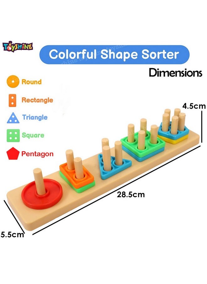 Toyshine Small Angle Geometric Blocks Building Stacker - Kids Shape Sorter & Column Puzzle Stacking Set for Kids