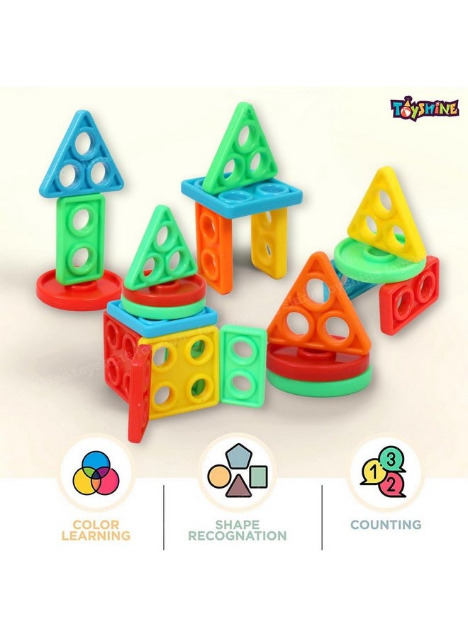 Toyshine Small Angle Geometric Blocks Building Stacker - Kids Shape Sorter & Column Puzzle Stacking Set for Kids