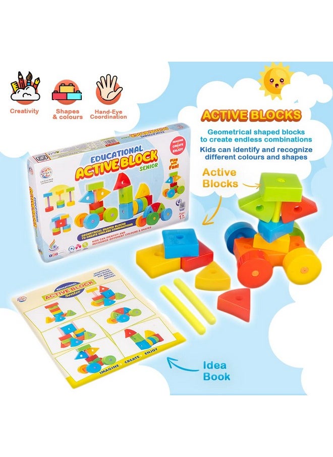 RATNA'S Building Block Toys for Kids.Age(2 to 6) Multicolour (Active Blocks Senior)