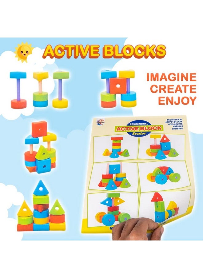 RATNA'S Building Block Toys for Kids.Age(2 to 6) Multicolour (Active Blocks Senior)