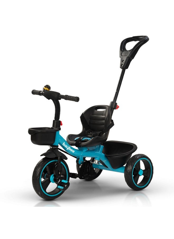 Baybee Baby Tricycle for Kids, Smart Plug & Play Kids Cycle with Eva Wheels, Bell, Storage Baskets & High Backrest | Kids Tricycle Trike | Baby Cycle for Kids 2 to 5 Years Boy Girl (Trixg Pro Blue)