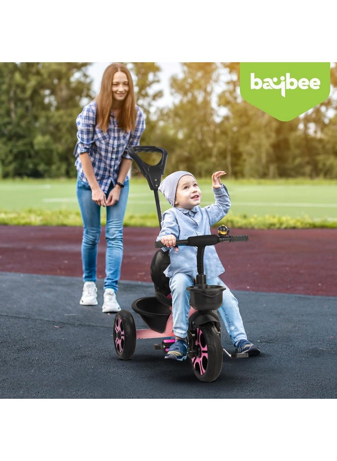 Baybee Baby Tricycle for Kids, Smart Plug & Play Kids Cycle with Eva Wheels, Bell, Storage Baskets & High Backrest | Kids Tricycle Trike | Baby Cycle for Kids 2 to 5 Years Boy Girl (Trixg Pro Pink)