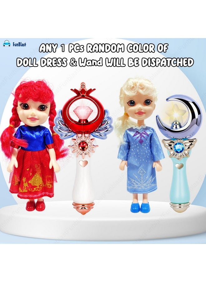 FunBlast Doll with Magical Wand with Light & Sound Toys for Babies Musical Toys for Kids 3+ Years Girls & Boys - Color & Design of Dress and Wand May Vary