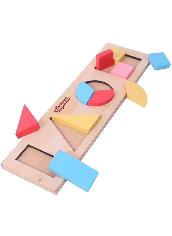 Toyshine 10 Pcs Wooden Educational Shape Color Puzzle Geometric Recognition Board Toys for 2 3 4 5 6 Year Old Boys Girls