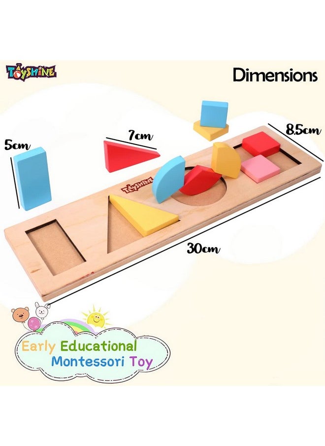 Toyshine 10 Pcs Wooden Educational Shape Color Puzzle Geometric Recognition Board Toys for 2 3 4 5 6 Year Old Boys Girls