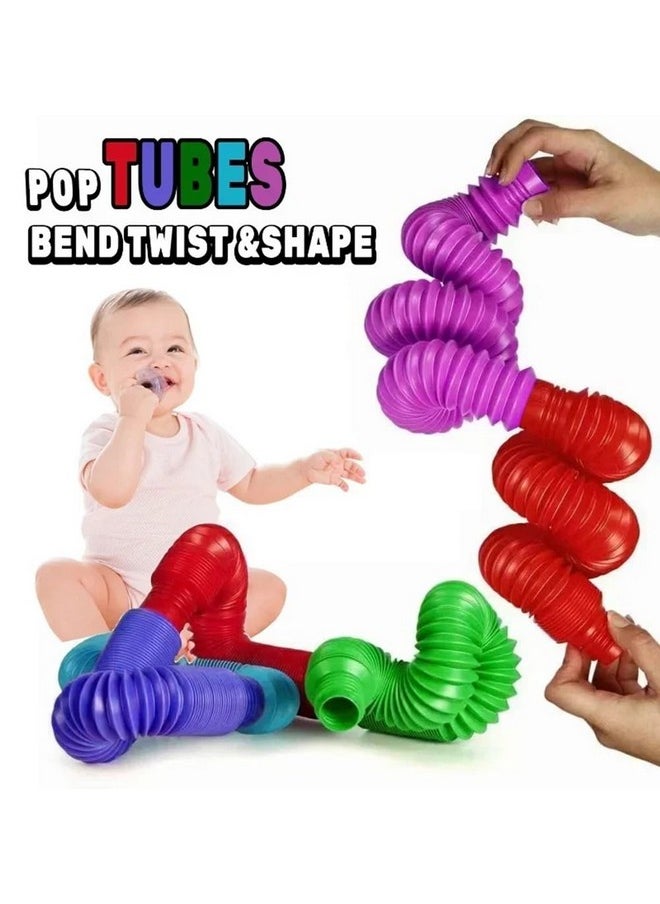 VGRASSP Push and Pull Pipe Tube Toy for Kids, Toddlers - Stretch and Bend Into Your Own Way - Smooth Sensory Fidget Toy - Multicolor (Color As Per Stock) (Pack of 6)