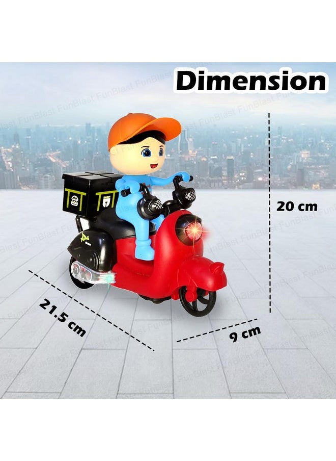 FunBlast Bump and Go Tricycle Toys for Kids, Food Delivery Motor Cycle Toys for Kids, Toy Vehicles for Kids with Light and Sound for 3+ Year Old Kids (Multicolor)