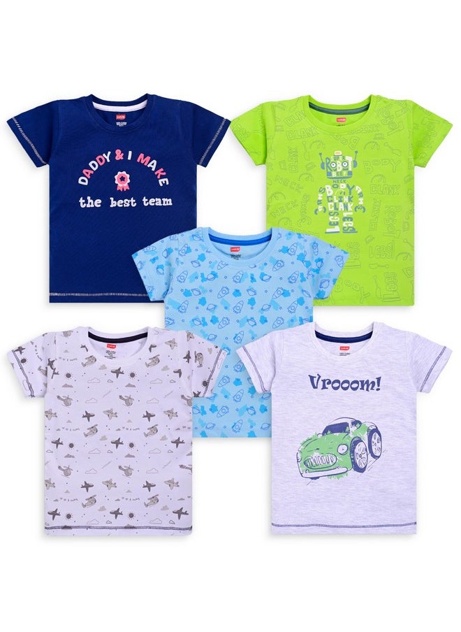LuvLap Regular Fit H/S Boys T-Shirt (904610_Multicolour-2 6 to 12 Months)