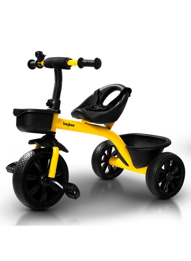 Baybee Baby Tricycle for Kids, Smart Plug & Play Kids Cycle with Eva Wheels, Bell, Storage Baskets & High Backrest | Kids Tricycle Trike | Baby Cycle for Kids 2 to 5 Years Boy Girl (Yellow)