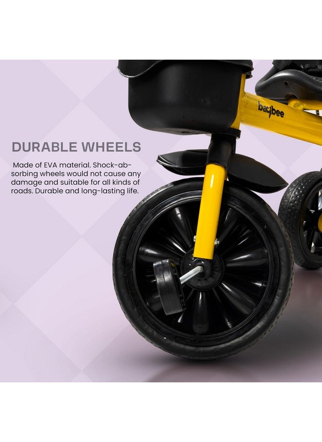 Baybee Baby Tricycle for Kids, Smart Plug & Play Kids Cycle with Eva Wheels, Bell, Storage Baskets & High Backrest | Kids Tricycle Trike | Baby Cycle for Kids 2 to 5 Years Boy Girl (Yellow)