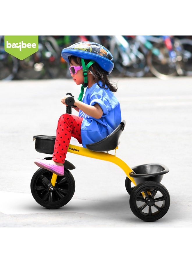 Baybee Baby Tricycle for Kids, Smart Plug & Play Kids Cycle with Eva Wheels, Bell, Storage Baskets & High Backrest | Kids Tricycle Trike | Baby Cycle for Kids 2 to 5 Years Boy Girl (Yellow)