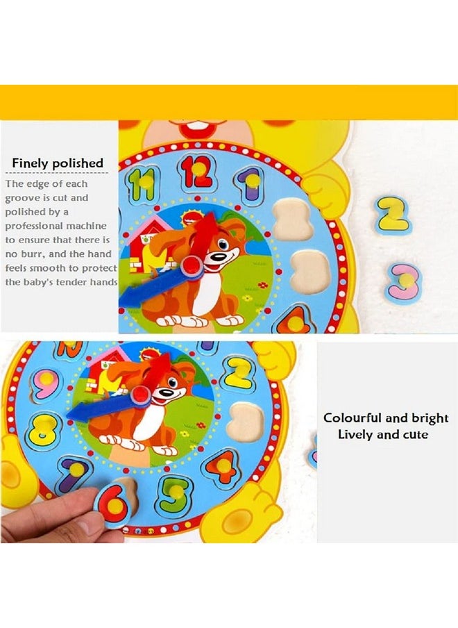 FunBlast Wooden Clock Puzzle Toy - Teaching Clock Learning Educational Toys for 3+ Years Kids/Boys/Children (Squirrel)