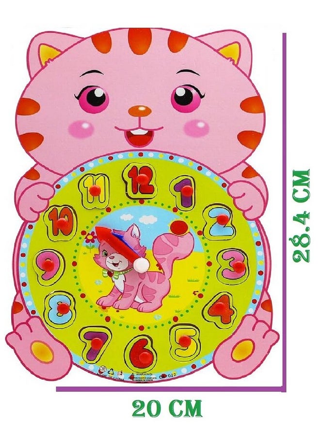 FunBlast Wooden Clock Puzzle Toy - Teaching Clock Learning Educational Toys for 3+ Years Kids/Boys/Children (Squirrel)
