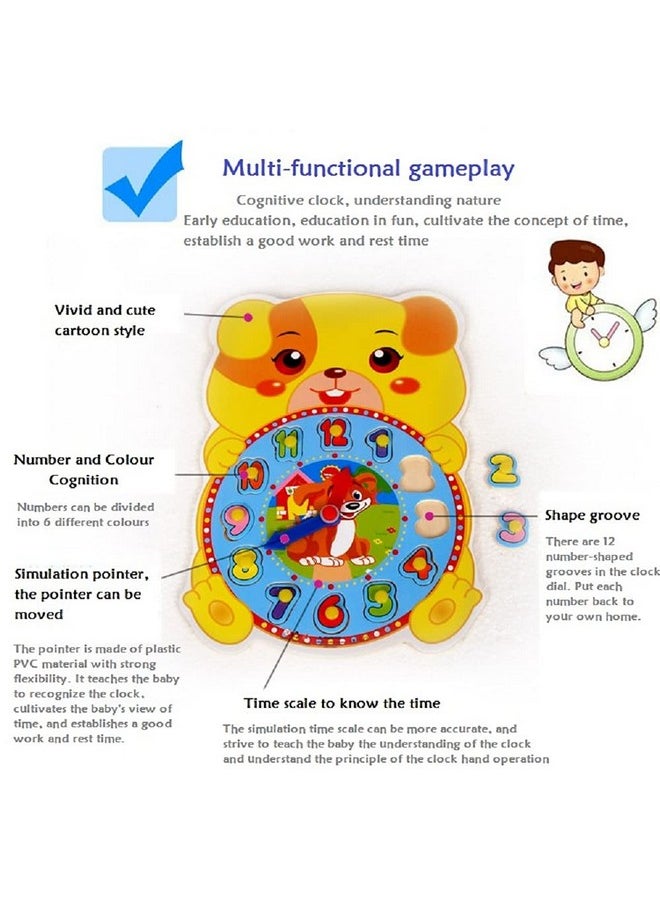 FunBlast Wooden Clock Puzzle Toy - Teaching Clock Learning Educational Toys for 3+ Years Kids/Boys/Children (Squirrel)