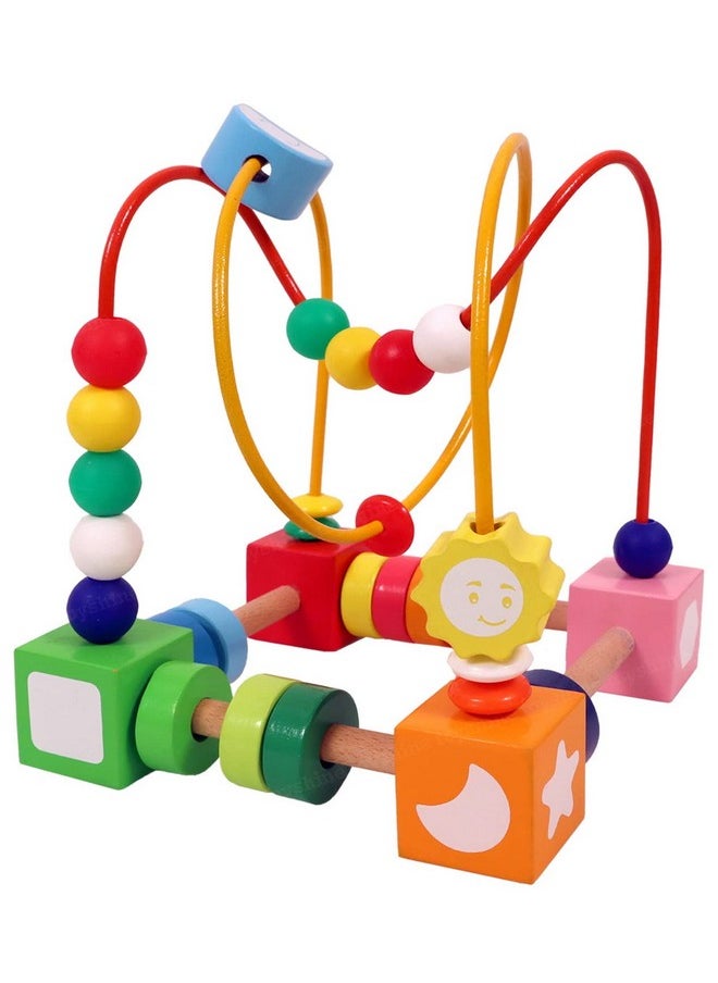 Toyshine Sun And Moon Wooden Shape, Objects, Color Recognition Rolling Bead Maze Labyrinth Toy, Kid