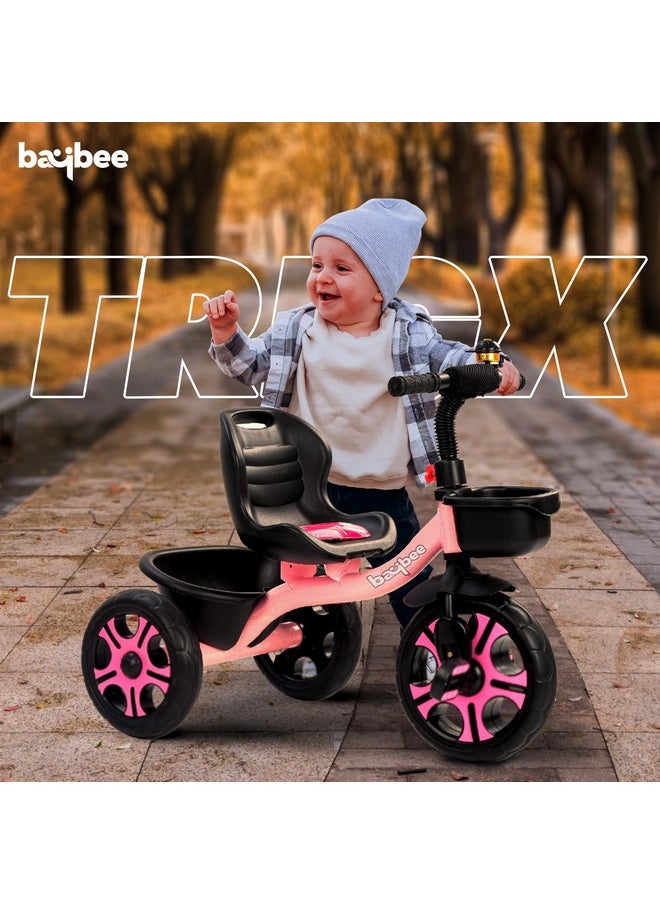 Baybee Baby Tricycle for Kids, Smart Plug & Play Kids Cycle with Eva Wheels, Bell, Storage Baskets & High Backrest | Kids Tricycle Trike | Baby Cycle for Kids 2 to 5 Years Boy Girl (TRIXG Pink)