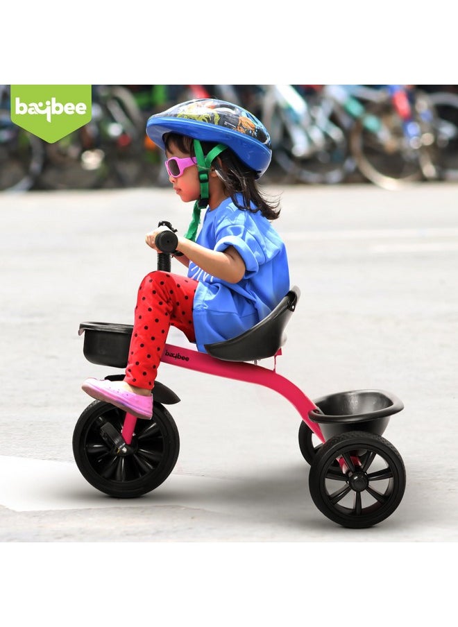 Baybee Baby Tricycle for Kids, Smart Plug & Play Kids Cycle with Eva Wheels, Bell, Storage Baskets & High Backrest | Kids Tricycle Trike | Baby Cycle for Kids 2 to 5 Years Boy Girl (Pink)
