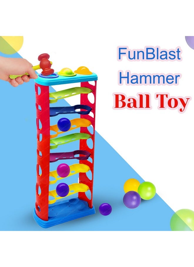 FunBlast Hammer Ball Toy for Baby - Knock Pounding Ball, Hammering & Pounding Toys, Hammer Knock Ball Toys for Kids, Ramp Race Slope Rolling Hammer Toy Set with 6 Balls for Kids (Multicolor)