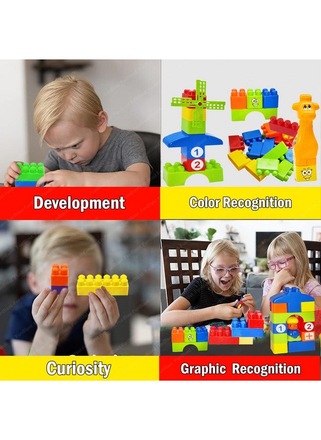 FunBlast Learning Blocks for Kids with Cartoon Figures, Bag Packing, Best Gift Toy, Multicolor (Set of 35 Pcs) (LearningB3_New)