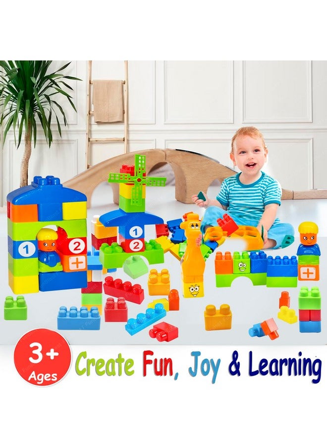 FunBlast Learning Blocks for Kids with Cartoon Figures, Bag Packing, Best Gift Toy, Multicolor (Set of 35 Pcs) (LearningB3_New)
