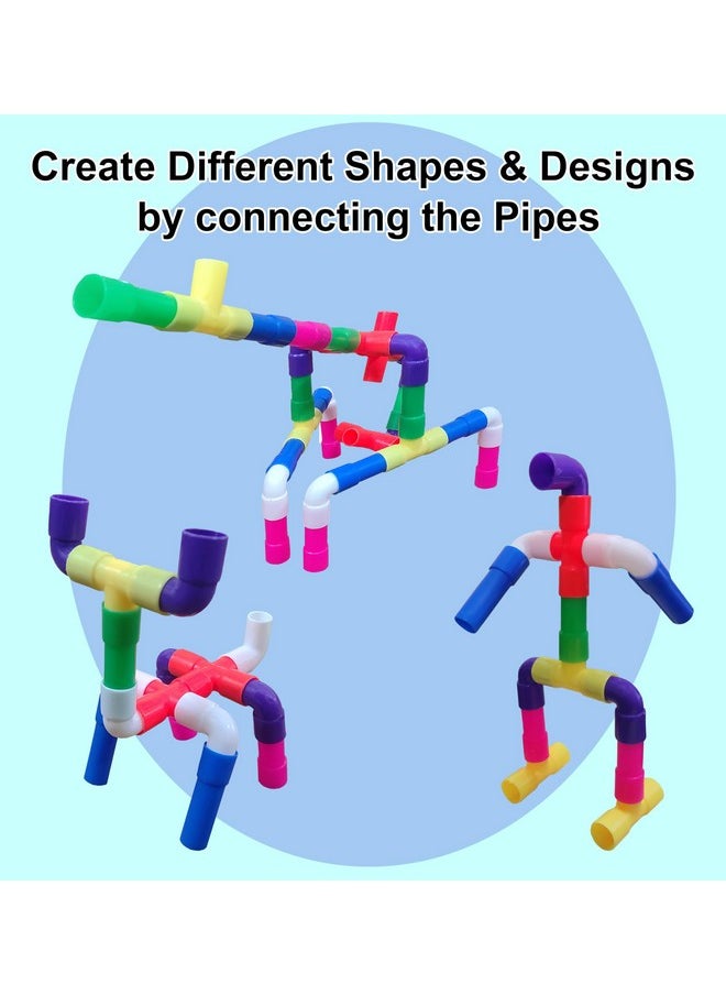 VGRASSP DIY 30 Pcs Colorful Pipe Puzzle Educational Building Block Toy for Kids with Different Shape and Size -Imagine, Create, Fun and Learn Toy - Color As Per Stock (Pipe Blocks)
