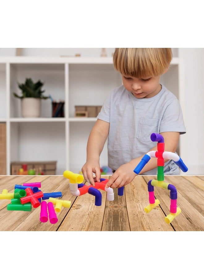VGRASSP DIY 30 Pcs Colorful Pipe Puzzle Educational Building Block Toy for Kids with Different Shape and Size -Imagine, Create, Fun and Learn Toy - Color As Per Stock (Pipe Blocks)
