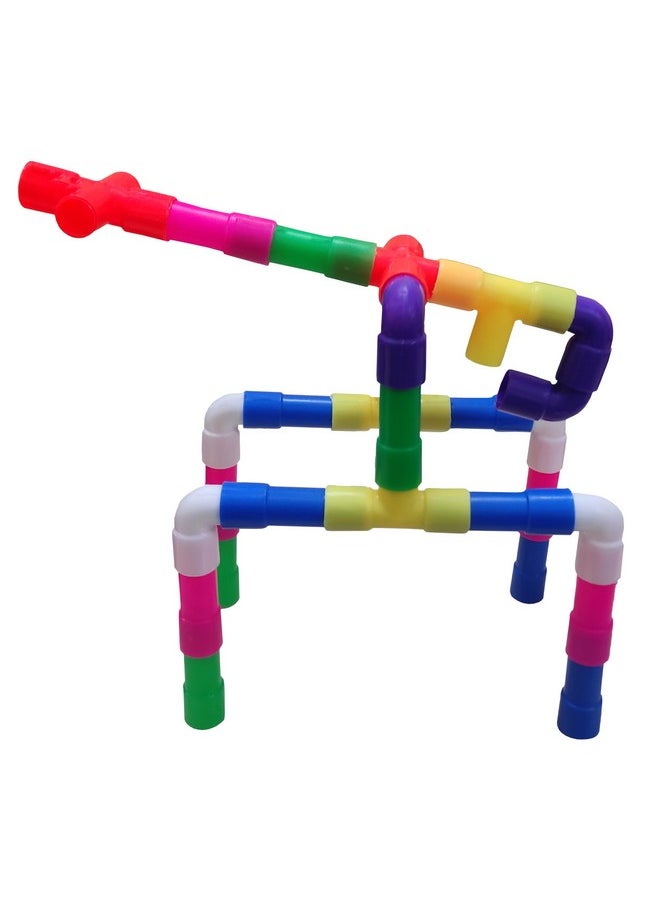 VGRASSP DIY 30 Pcs Colorful Pipe Puzzle Educational Building Block Toy for Kids with Different Shape and Size -Imagine, Create, Fun and Learn Toy - Color As Per Stock (Pipe Blocks)