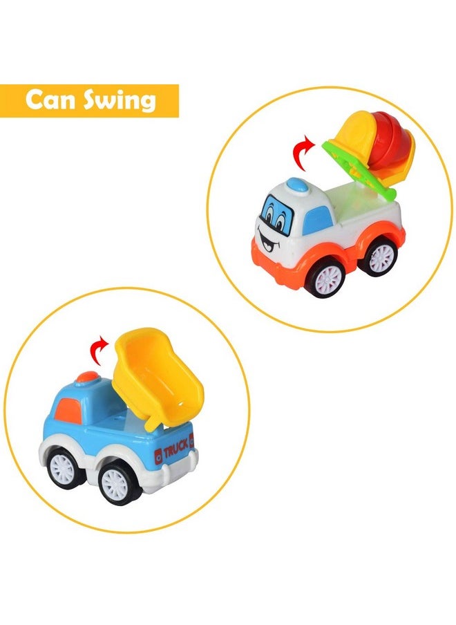 WISHKEY Plastic Power Friction Pull Back, Push and Go Car, Cute Crawling Miniature Vehicle Toy for Toddler Kids 3 Years & Above (Pack of 7, Multicolor)