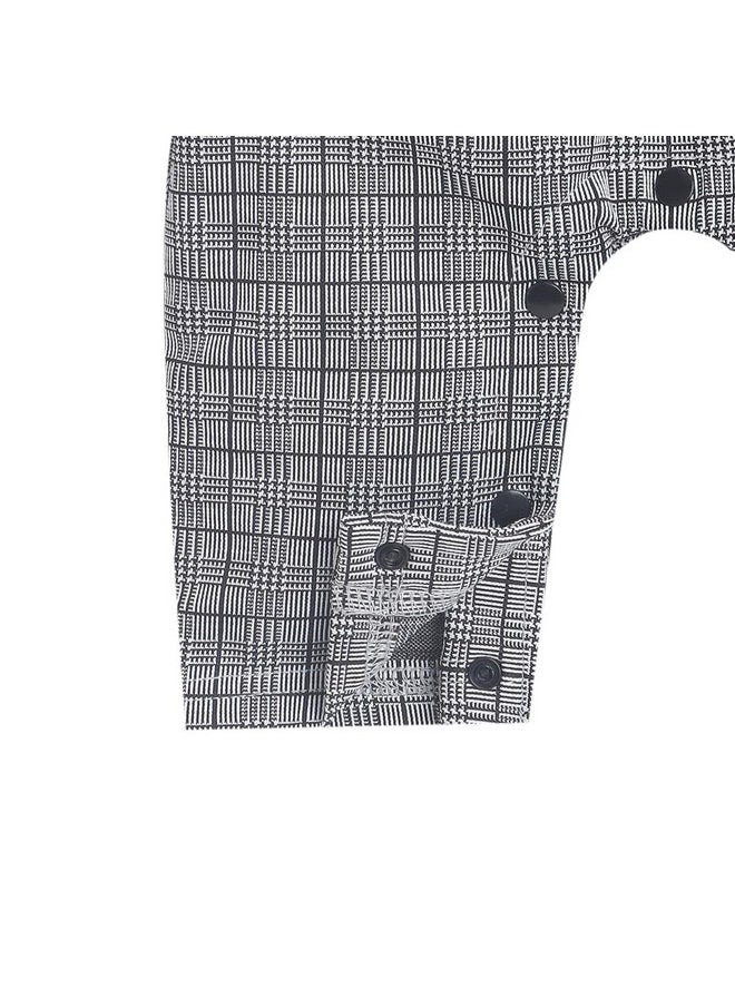 Hopscotch Boys All-Over Print Half-Sleeve Romper In Grey Color for Ages 3-6 Months