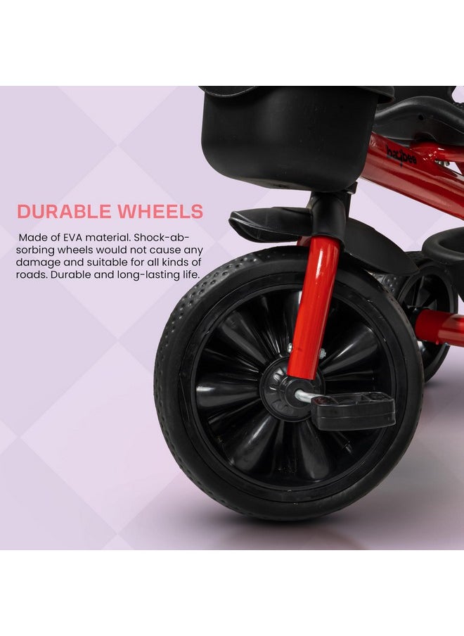 Baybee Baby Tricycle for Kids, Smart Plug & Play Kids Cycle with Eva Wheels, Bell, Storage Baskets & High Backrest | Kids Tricycle Trike | Baby Cycle for Kids 2 to 5 Years Boy Girl (Red)