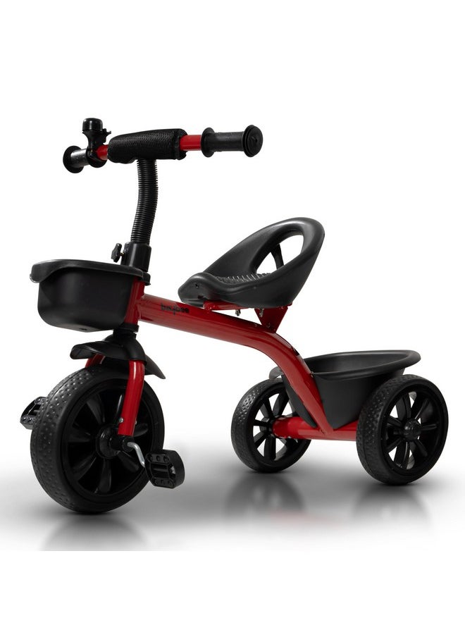 Baybee Baby Tricycle for Kids, Smart Plug & Play Kids Cycle with Eva Wheels, Bell, Storage Baskets & High Backrest | Kids Tricycle Trike | Baby Cycle for Kids 2 to 5 Years Boy Girl (Red)