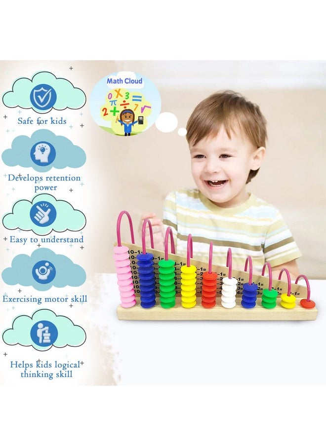 FunBlast Wooden Double - Sided Calculation Shelf Abacus With Counting Addition Subtraction Maths Toy, Early Educational Learning Toy - Multicolor, Kid