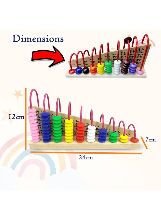 FunBlast Wooden Double - Sided Calculation Shelf Abacus With Counting Addition Subtraction Maths Toy, Early Educational Learning Toy - Multicolor, Kid