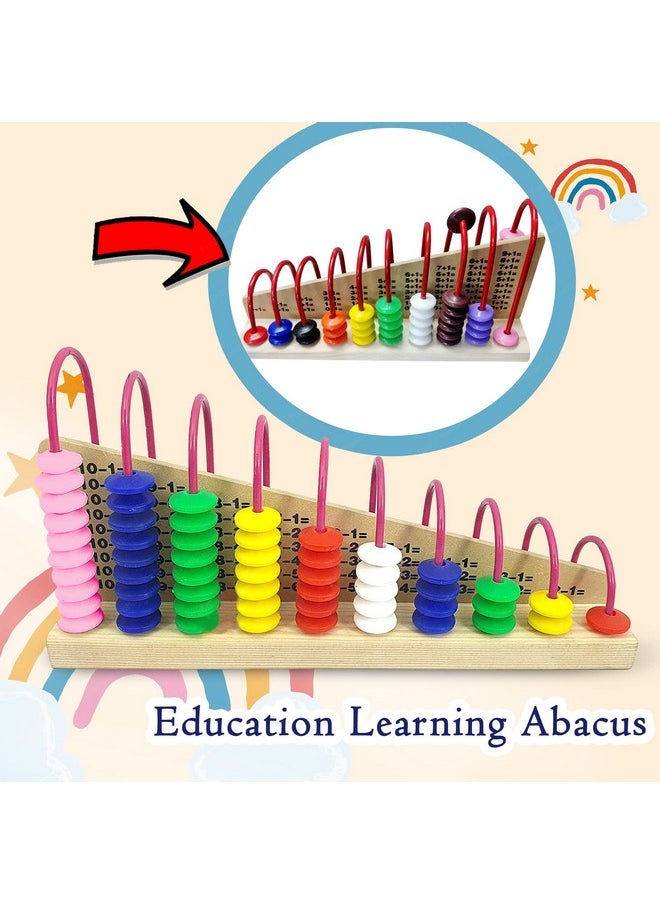 FunBlast Wooden Double - Sided Calculation Shelf Abacus With Counting Addition Subtraction Maths Toy, Early Educational Learning Toy - Multicolor, Kid