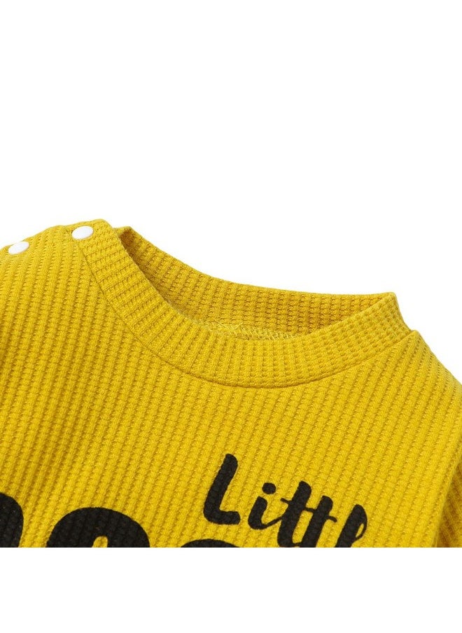 Hopscotch Boys Text Print Full-Sleeve Bodysuit In Yellow Color for Ages 6-9 Months