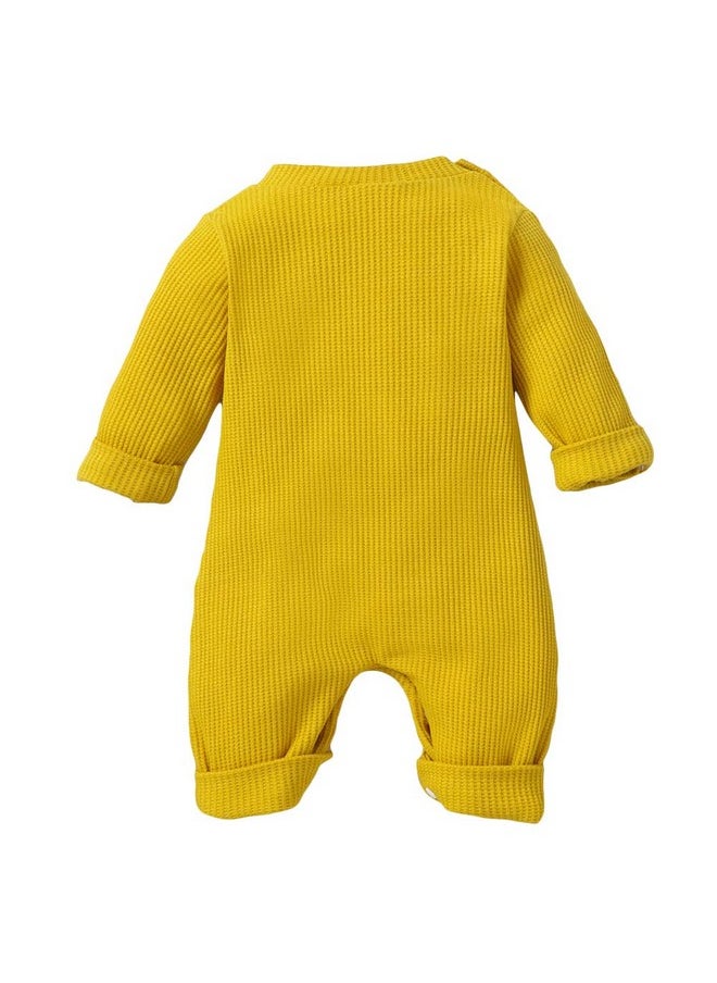 Hopscotch Boys Text Print Full-Sleeve Bodysuit In Yellow Color for Ages 6-9 Months