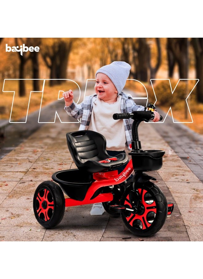 Baybee Baby Tricycle for Kids, Smart Plug & Play Kids Cycle with Eva Wheels, Bell, Storage Baskets & High Backrest | Kids Tricycle Trike | Baby Cycle for Kids 2 to 5 Years Boy Girl (TRIXG Red)