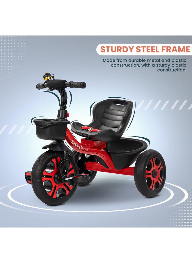 Baybee Baby Tricycle for Kids, Smart Plug & Play Kids Cycle with Eva Wheels, Bell, Storage Baskets & High Backrest | Kids Tricycle Trike | Baby Cycle for Kids 2 to 5 Years Boy Girl (TRIXG Red)