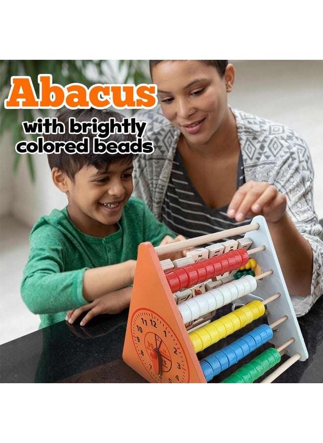Wembley 5 in 1 Wooden Montessori Learning Educational Activity Toys for 1+ Year Old Baby Boy Girl | Learn Alphabet, Abacus, Writing Drawing, Clock, Motor Skills Kids Gift for Toddlers 2-3 Years