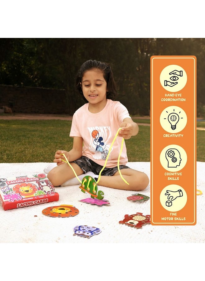WONDRBOX Birthday Return Gift for Kids - Animal Lacing| Pack of 12 |Bulk Birthday Return Gift | Party Favours for Kids | Educational Montessori Return Gift | Birthday Return Gifts for Kids of All Age