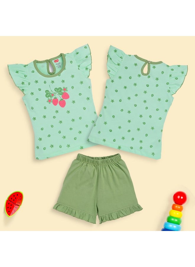 LuvLap Baby Girls Pack Of 3 Half Sleeve Top & Shorts Set 100% Cotton, L (6 to 12 Months)