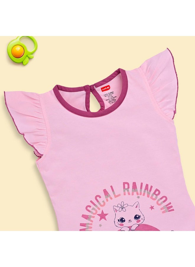 LuvLap Baby Girls Pack Of 3 Half Sleeve Top & Shorts Set 100% Cotton, L (6 to 12 Months)