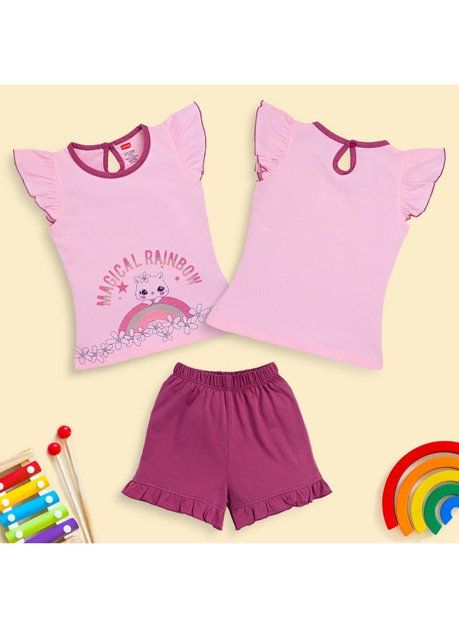 LuvLap Baby Girls Pack Of 3 Half Sleeve Top & Shorts Set 100% Cotton, L (6 to 12 Months)
