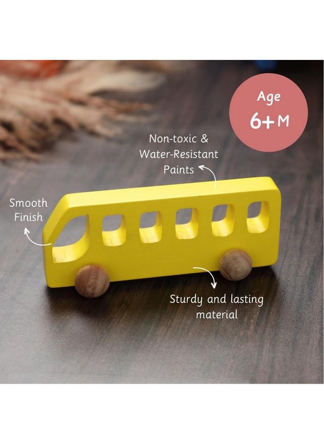 Ariro Wooden Bus Toy for Toddlers and Infants | Push and Pull Wooden Toy with Smooth Wheels | Perfect for 6M-3Y | Builds Hand-Eye Coordination, Problem Solving & Motor Skills
