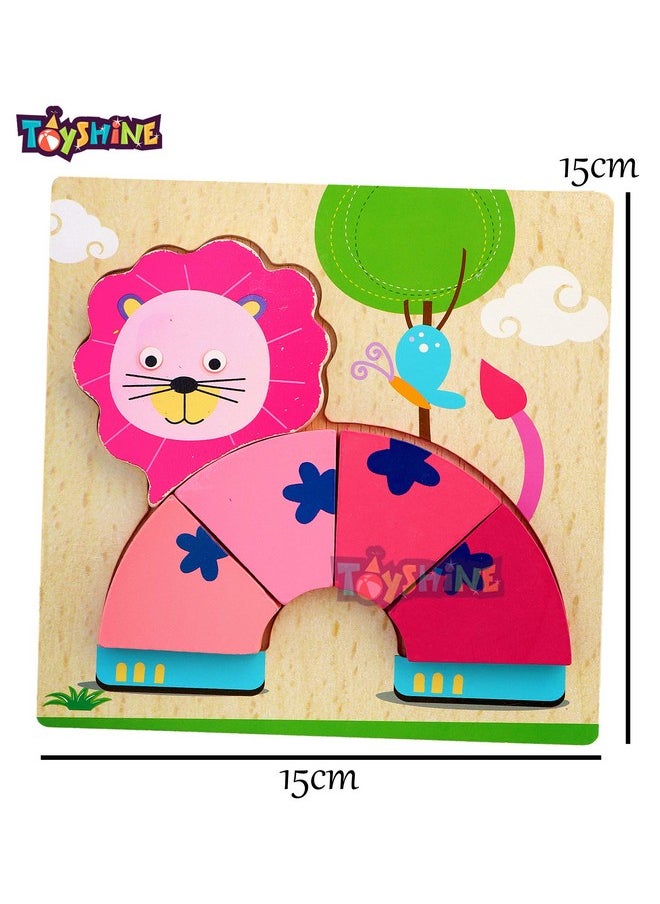 Toyshine 2 in 1 Wooden Pick and Fix Puzzle Toy, Premium Wooden Puzzle with Thick Wooden Slab - Lion and Elephant