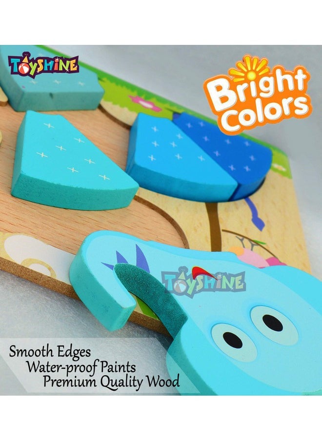 Toyshine 2 in 1 Wooden Pick and Fix Puzzle Toy, Premium Wooden Puzzle with Thick Wooden Slab - Lion and Elephant