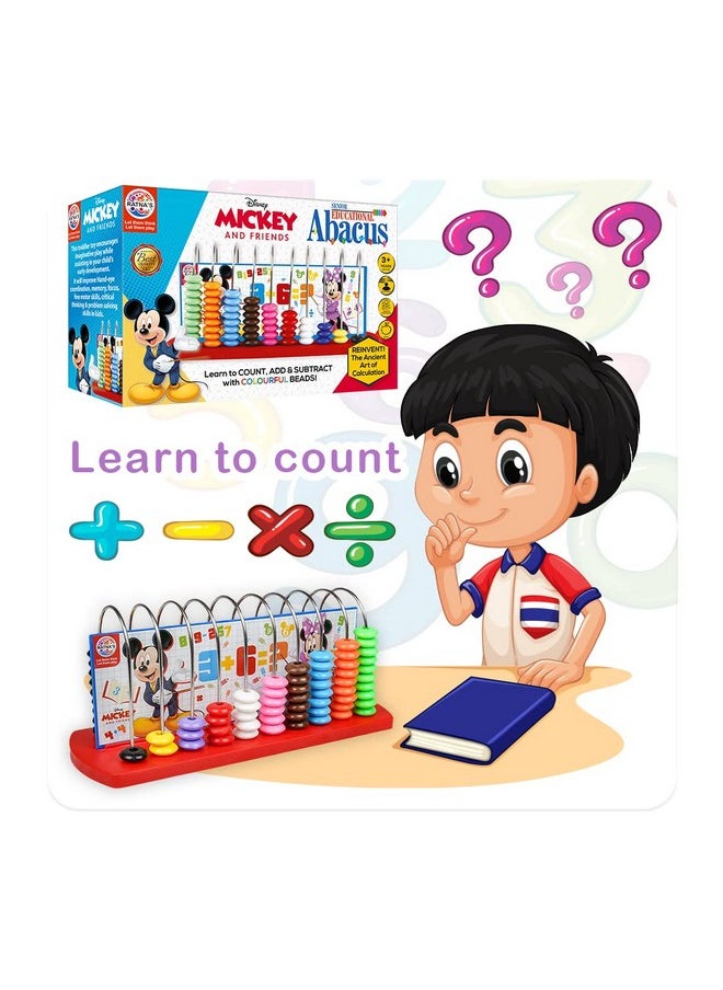 Ratna's Educational Abacus Senior Math's Learning Early Educational Kit Toy for Kids 3+ Years (Theme Mickey & Friends)