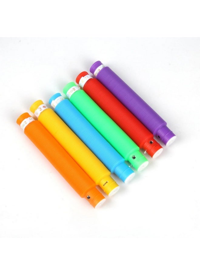 VGRASSP LED Light Push and Pull Pipe Tube Toy for Kids, Toddlers - Stretch and Bend Into Your Own Way - Smooth Sensory Fidget Toy - Multicolor (Color As Per Stock) (Pack of 6)